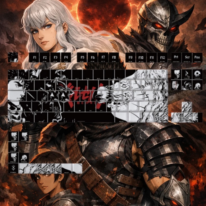 BERSERK 테마 애니메이션 키캡 98 키 기계식 키 - Tablet Accessories For Gaming 리뷰 및 가격