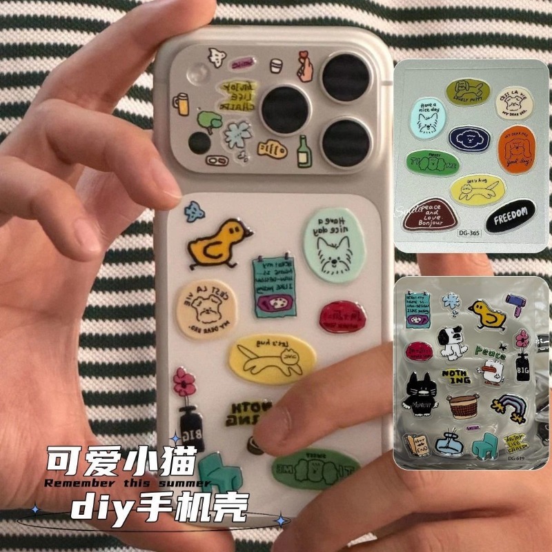 귀여운 만화 고양이 강아지 3D 투명 레진 스티커 젤리 - Tablet Accessories Case 리뷰 및 가격
